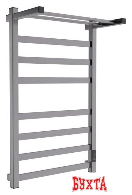 Полотенцесушитель Маргроид Ferrum Вид 81/10 СНШ профильный Quadro (перекладины 30x10, полка+3+4) 80/50 Графит, скрытого монтажа, таймер справа