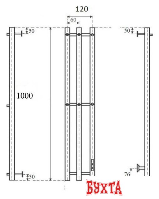 Полотенцесушитель Маргроид Inaro СНШ 100*6*12 скрытого монтажа, таймер справа (6 крючков) 4