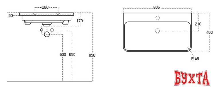 Умывальник BelBagno Luxury 80 11080-KL 2