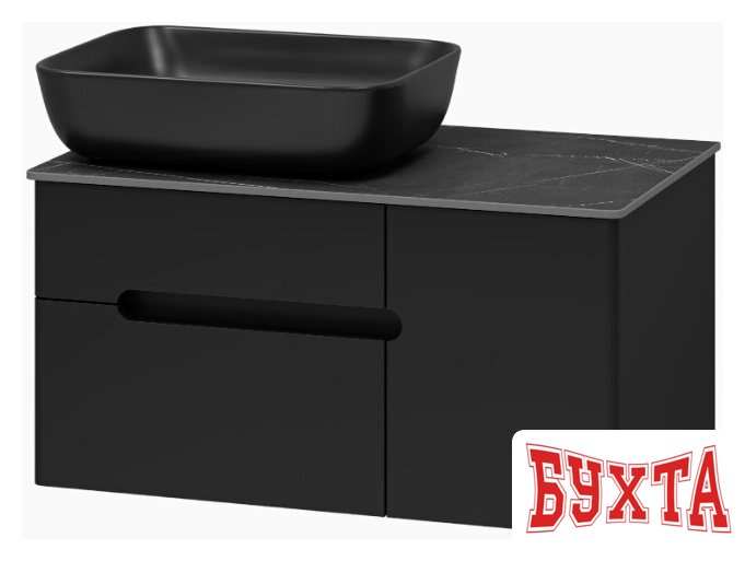 Мебель для ванных комнат Misty Тумба под умывальник Роял 80 П-Роя-01080-021П2Я (подвесная, черный) 2