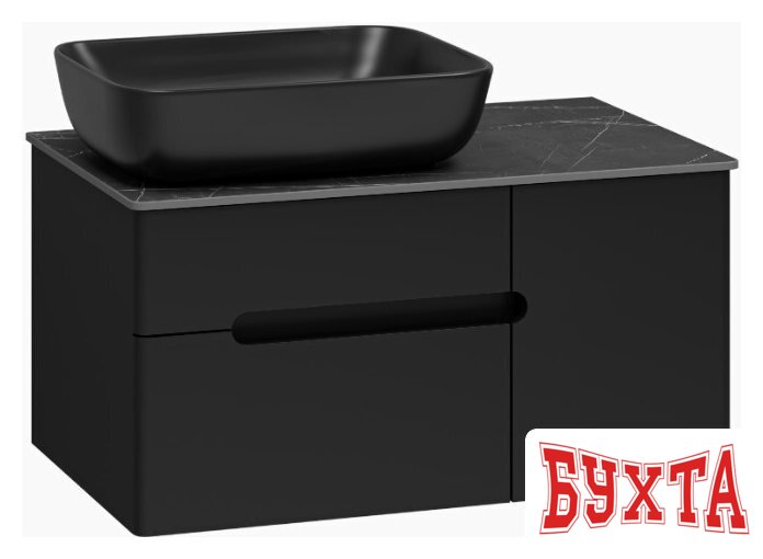 Мебель для ванных комнат Misty Тумба под умывальник Роял 80 П-Роя-01080-021П2Я (подвесная, черный) 5