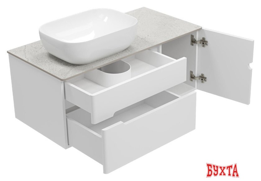 Мебель для ванных комнат Misty Тумба под умывальник Роял 100 П-Роя-01100-011П2Я (подвесная, белый) 3
