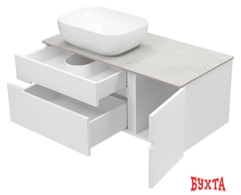 Мебель для ванных комнат Misty Тумба под умывальник Роял 100 П-Роя-01100-011П2Я (подвесная, белый) 4