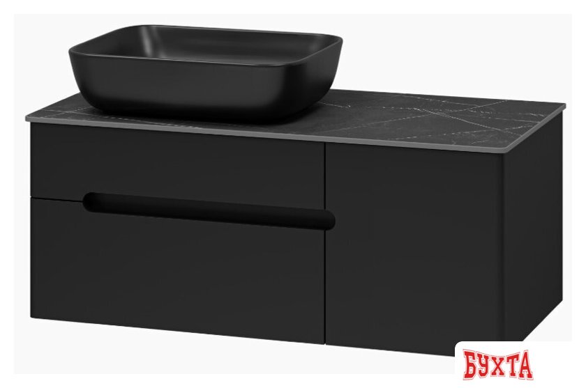 Мебель для ванных комнат Misty Тумба под умывальник Роял 100 П-Роя-01100-021П2Я (подвесная, черный) 2