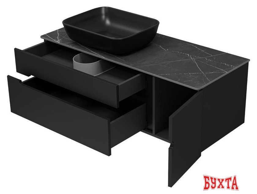 Мебель для ванных комнат Misty Тумба под умывальник Роял 120 П-Роя-01120-021П2Я (подвесная, черный) 3