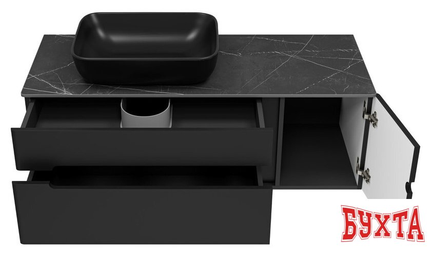 Мебель для ванных комнат Misty Тумба под умывальник Роял 120 П-Роя-01120-021П2Я (подвесная, черный) 5