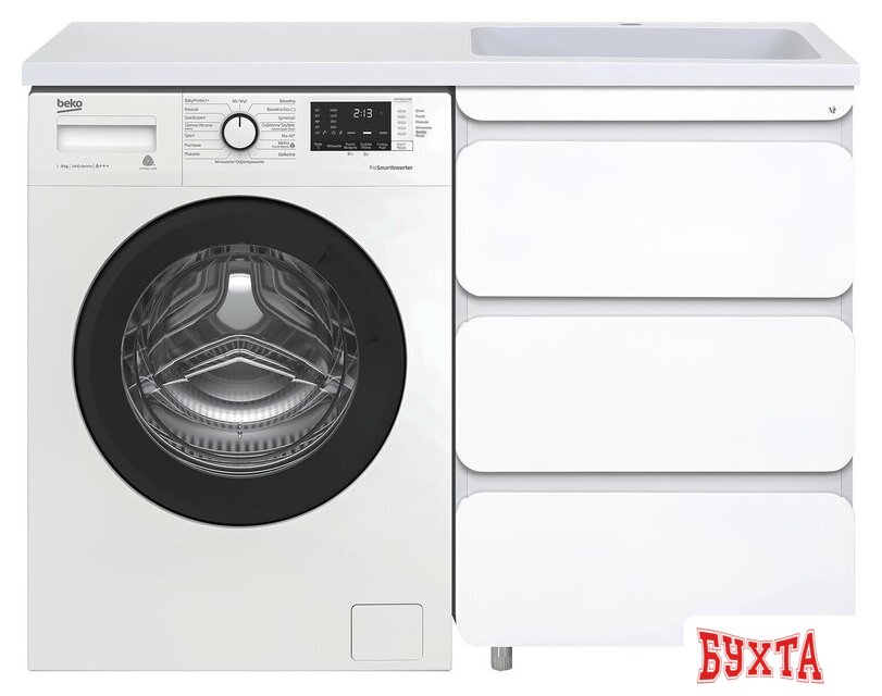 Мебель для ванных комнат Misty Чегет - 55 Тумба напольная 3 ящ. под стиральную машину, белая - П-Чег-01055-01Н3Я 2