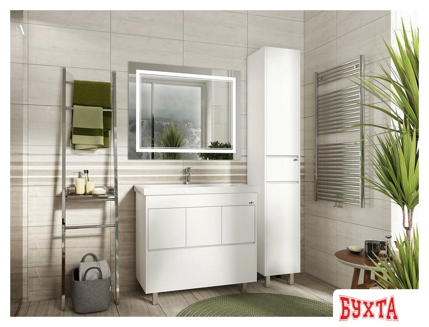 Мебель для ванных комнат Misty Алиса - 35 Пенал с 1 ящ. напольный левый, белая эмаль - Э-Али0501-01Л 3