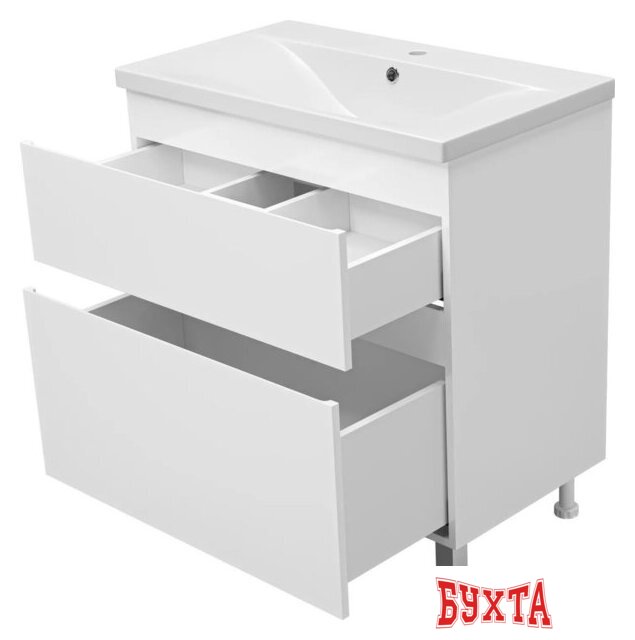 Мебель для ванных комнат Misty Тумба под умывальник Лаки 80 П-Лак-01080-0112Я+RCW-140380WH 4