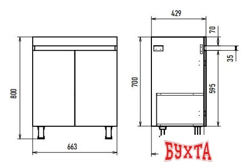 Мебель для ванных комнат Misty Тумба под умывальник Енисей 70 Э-Ени01070-012 5