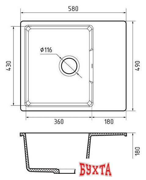 Кухонная мойка GranFest Urban GF-UR-658L (темно-серый) 5