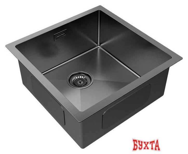 Кухонная мойка Paulmark Gerberg 44 UNI PM254444-GM (черный/вороненая сталь) 2