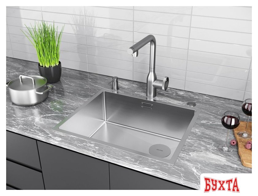 Кухонная мойка Paulmark NEXT-SKEW 54 UNI PM885444-BS 4