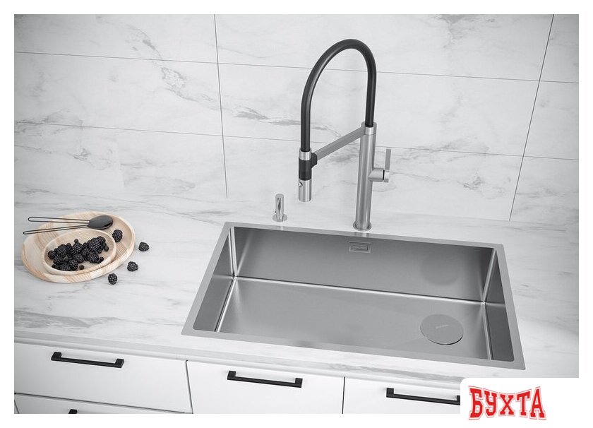 Кухонная мойка Paulmark NEXT-SKEW 74 Uni PM887444-BS (стальной/брашированная сталь) 3