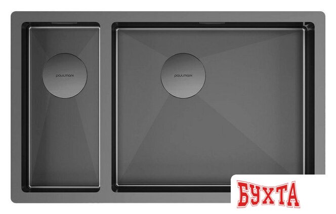 Кухонная мойка Paulmark Next 69/2S Uni PM226944-GMR (черный/вороненая сталь)