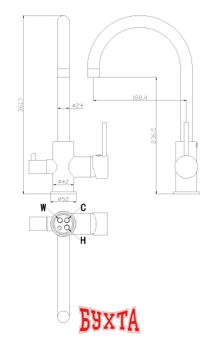 Смеситель Rossinka Silvermix Z35-28 (хром) 2