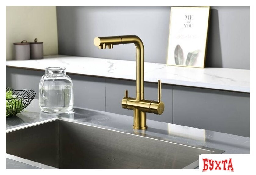 Смеситель Paulmark Serpentine Se213222-BG (золото/брашированное золото) 2