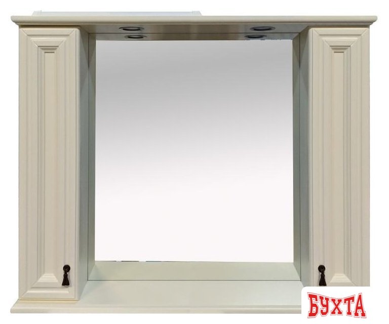 Мебель для ванных комнат Misty Лувр -105 Зеркало с 2-мя шкафчиками, слоновая кость - П-Лвр03105-10142Ш