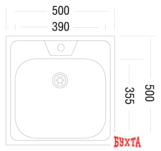 Кухонная мойка Ukinox Стандарт STD500.500 ---4C 0C-