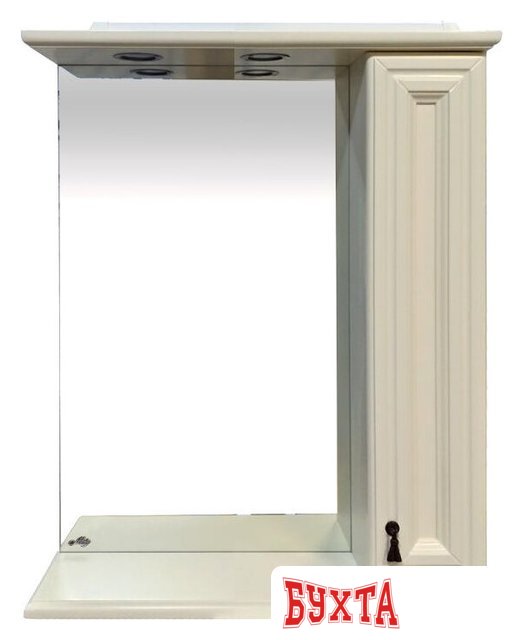 Мебель для ванных комнат Misty Лувр - 65 Зеркало со шкафчиком, прав., слоновая кость - П-Лвр03065-1014П
