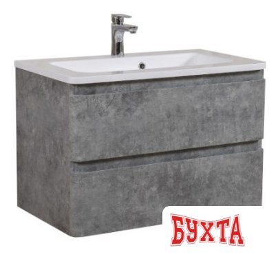 Мебель для ванных комнат Аква Родос Тумба с умывальником Акцент Альфа 80 (подвесная, серый мрамор)