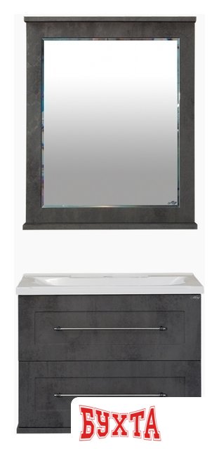 Мебель для ванных комнат Misty Марта - 70 Зеркало в раме, темный бетон - П-Мрт-03070-2513