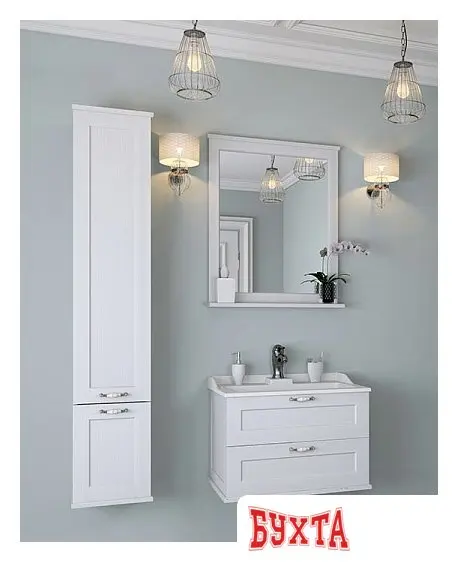 Мебель для ванных комнат Акватон Шкаф с зеркалом Леон 65 (дуб белый) [1A187102LBPS0]