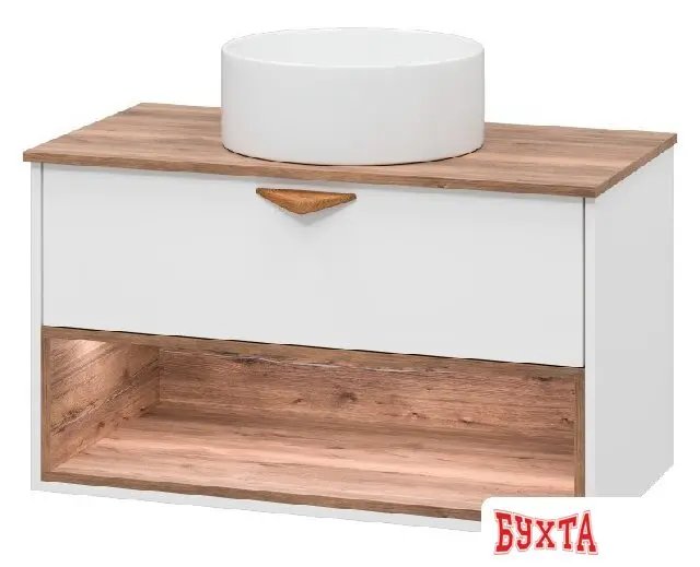 Мебель для ванных комнат Brevita Тумба под умывальник Bergen 90 BER-07090-19-01-1Я (белый/темное дерево)