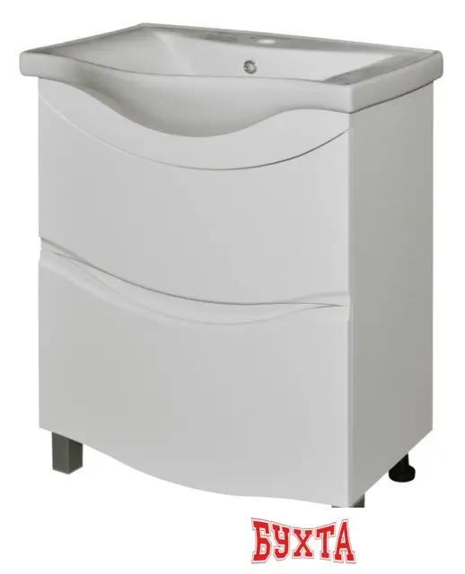 Мебель для ванных комнат Гамма Тумба Базик-7065 с умывальником Р25оф8-У 65 (фасад белый)