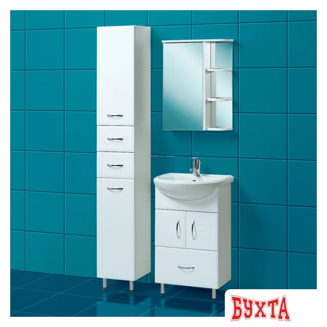 Мебель для ванных комнат Акваль Шкаф с зеркалом Эмили 55 AL.04.55.55.L