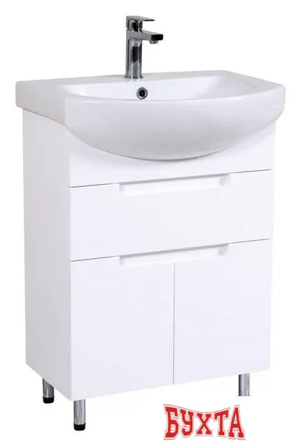 Мебель для ванных комнат Аква Родос Тумба Квадро 60 АР0001770 с умывальником Runa 60 (белый)