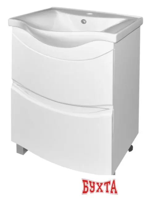 Мебель для ванных комнат Гамма Тумба Базик-7055 с умывальником 23оф5/1 У-55 (белый)