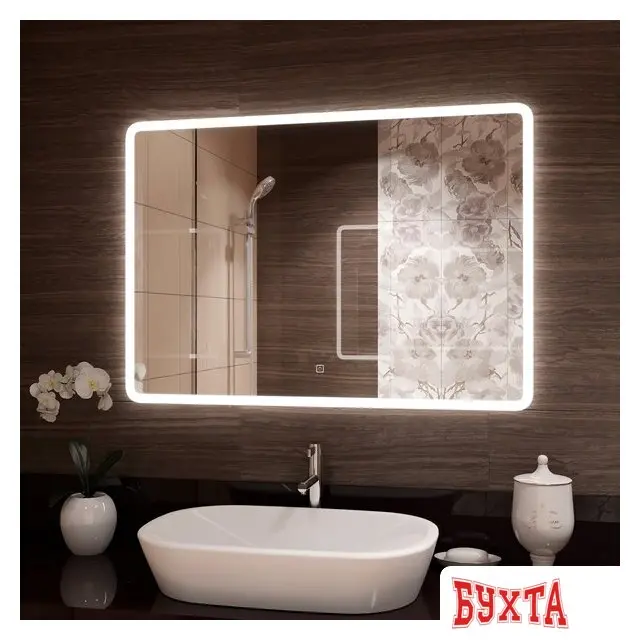 Мебель для ванных комнат Континент Зеркало Demure Led 100x70 (LCD часы с сенсорными кнопками, подогрев)